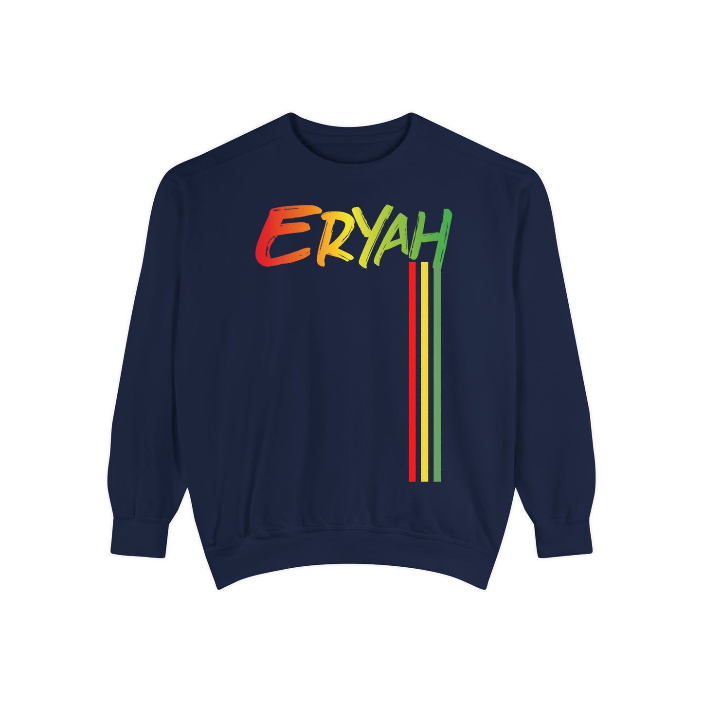 "Eryah Reggae Vibes Crewneck - Bold Rasta Colors, Easygoing Comfort"