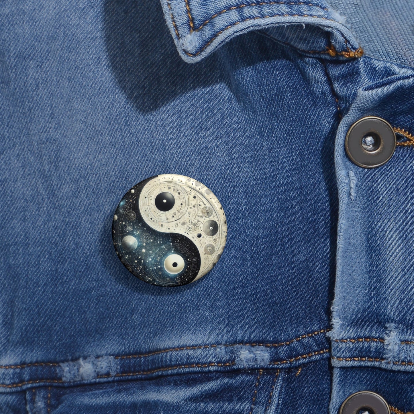 Custom Yin Yang Pin Buttons, Cosmic Art Badge, Unique Lapel Pins, Birthday Gift, Bohemian Fashion Accessories, Festival Flair