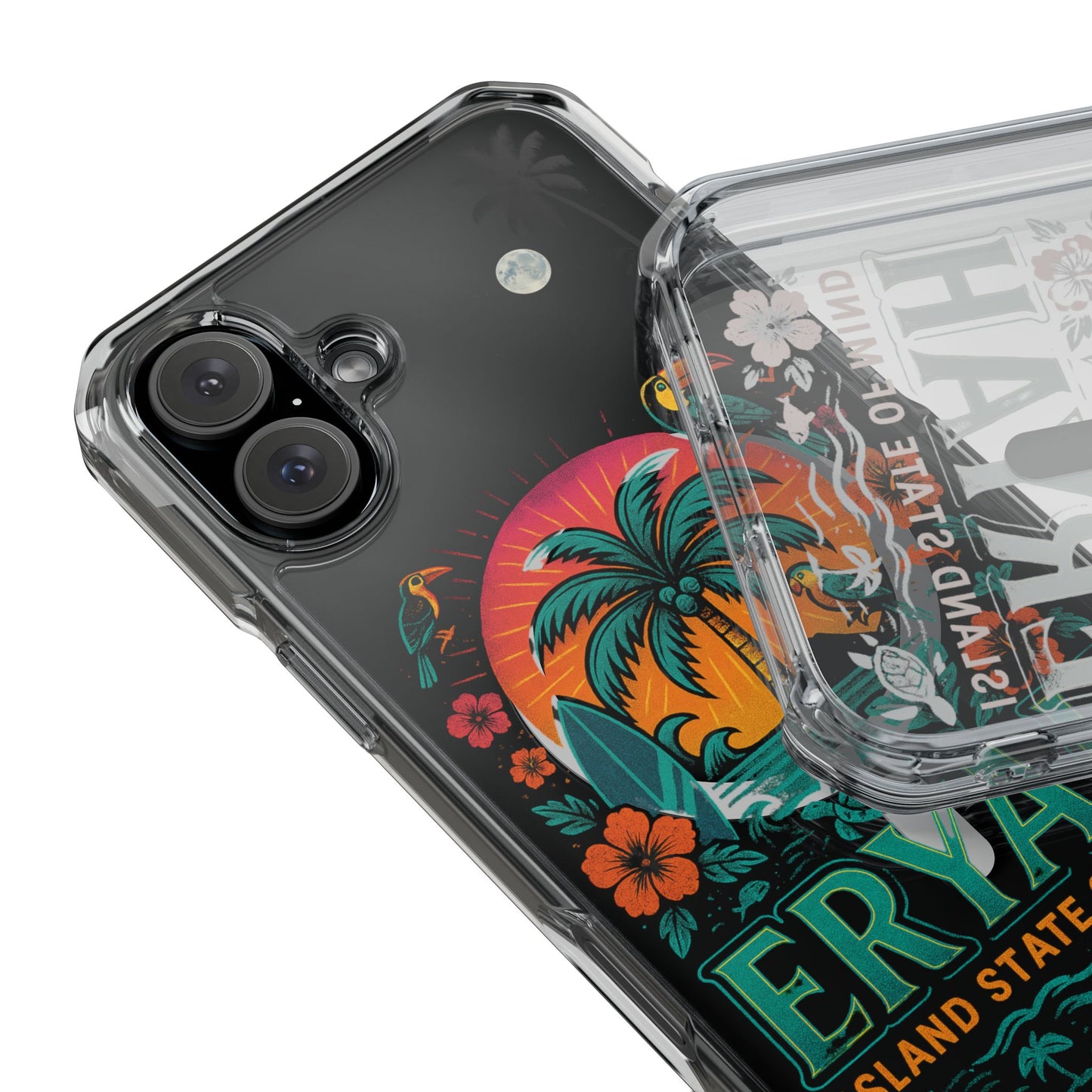 Tropical Phone Case featuring ,Eryah, Island State of Mind' Design, Clear Magnetic Impact Protection, Perfect Gift for Vacation