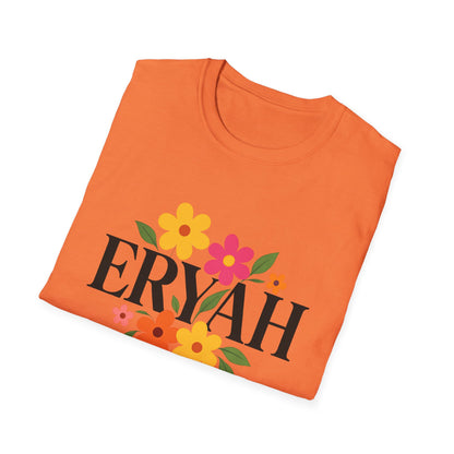 "ERYAH Floral Power Typography Tee - Retro Bloom Streetwear"