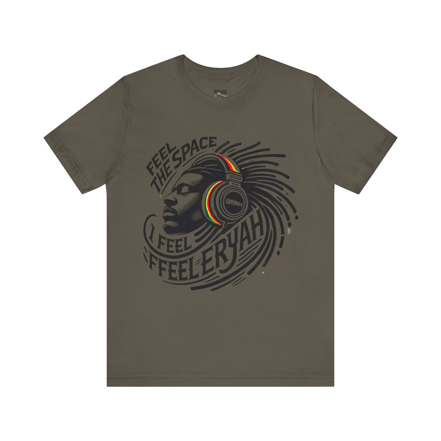 🎵 "I Feel The Space" Rasta Music Headphones Tee 🎧