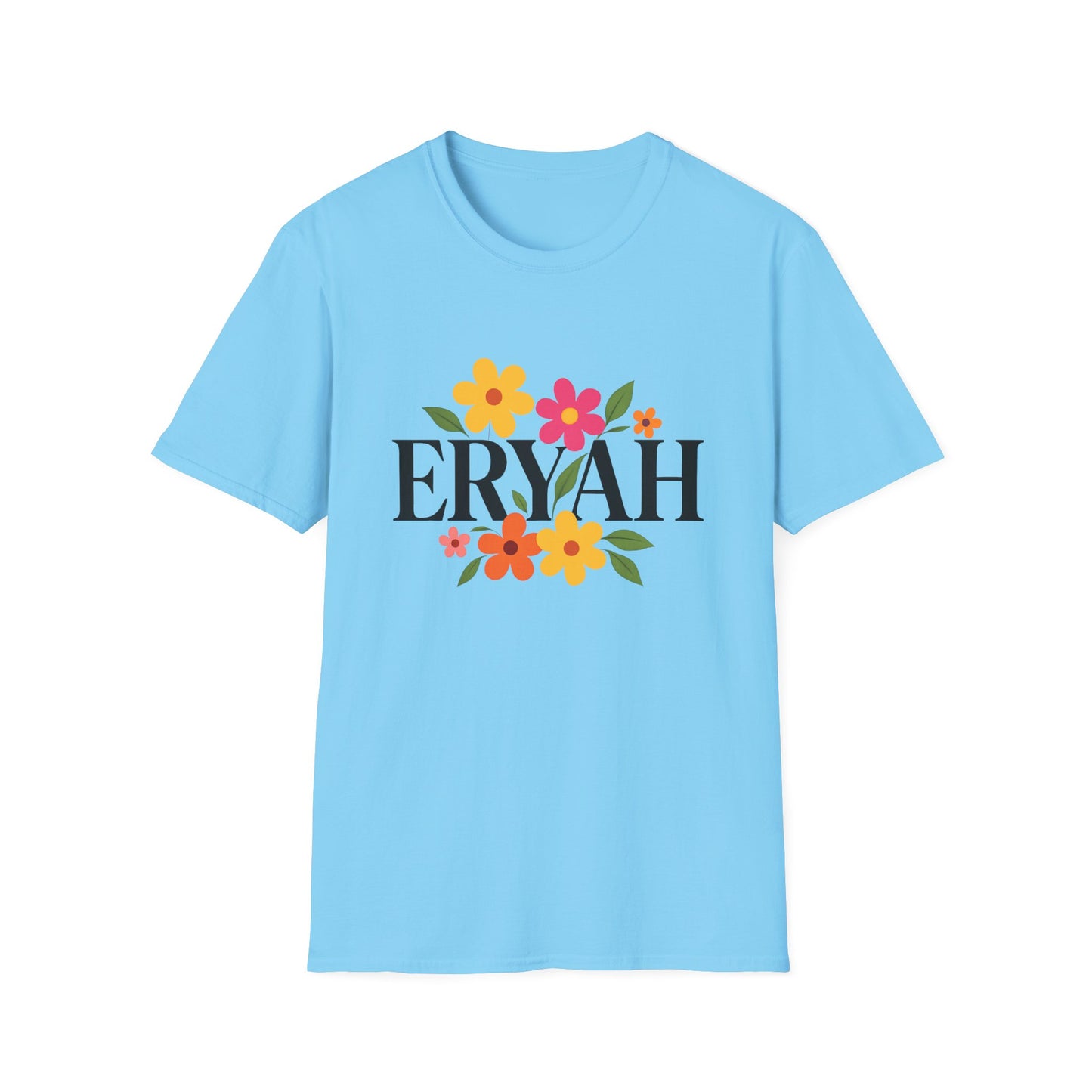 "ERYAH Floral Power Typography Tee - Retro Bloom Streetwear"