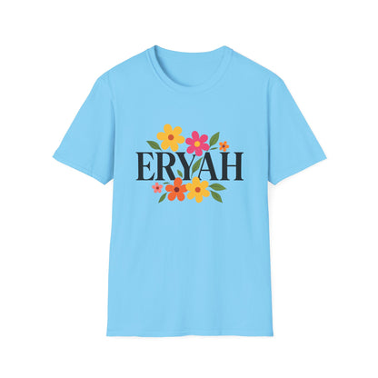 "ERYAH Floral Power Typography Tee - Retro Bloom Streetwear"