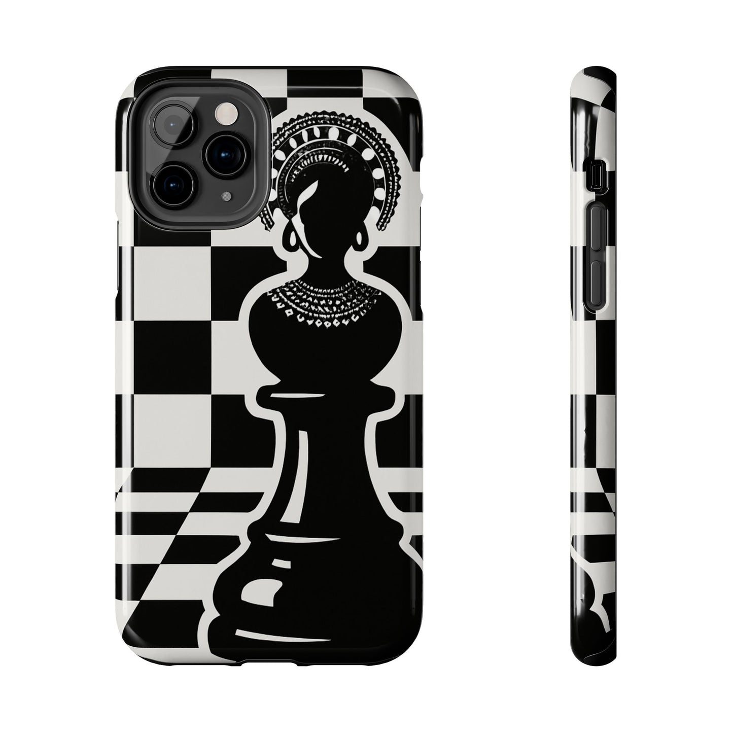 Chess Queen Phone Case, Tough Phone Cases, Stylish Accessories, Unique Gift, Geometric Design, Black and White Aesthetic