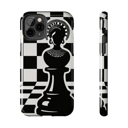 Chess Queen Phone Case, Tough Phone Cases, Stylish Accessories, Unique Gift, Geometric Design, Black and White Aesthetic