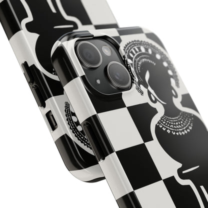 Chess Queen Phone Case, Tough Phone Cases, Stylish Accessories, Unique Gift, Geometric Design, Black and White Aesthetic