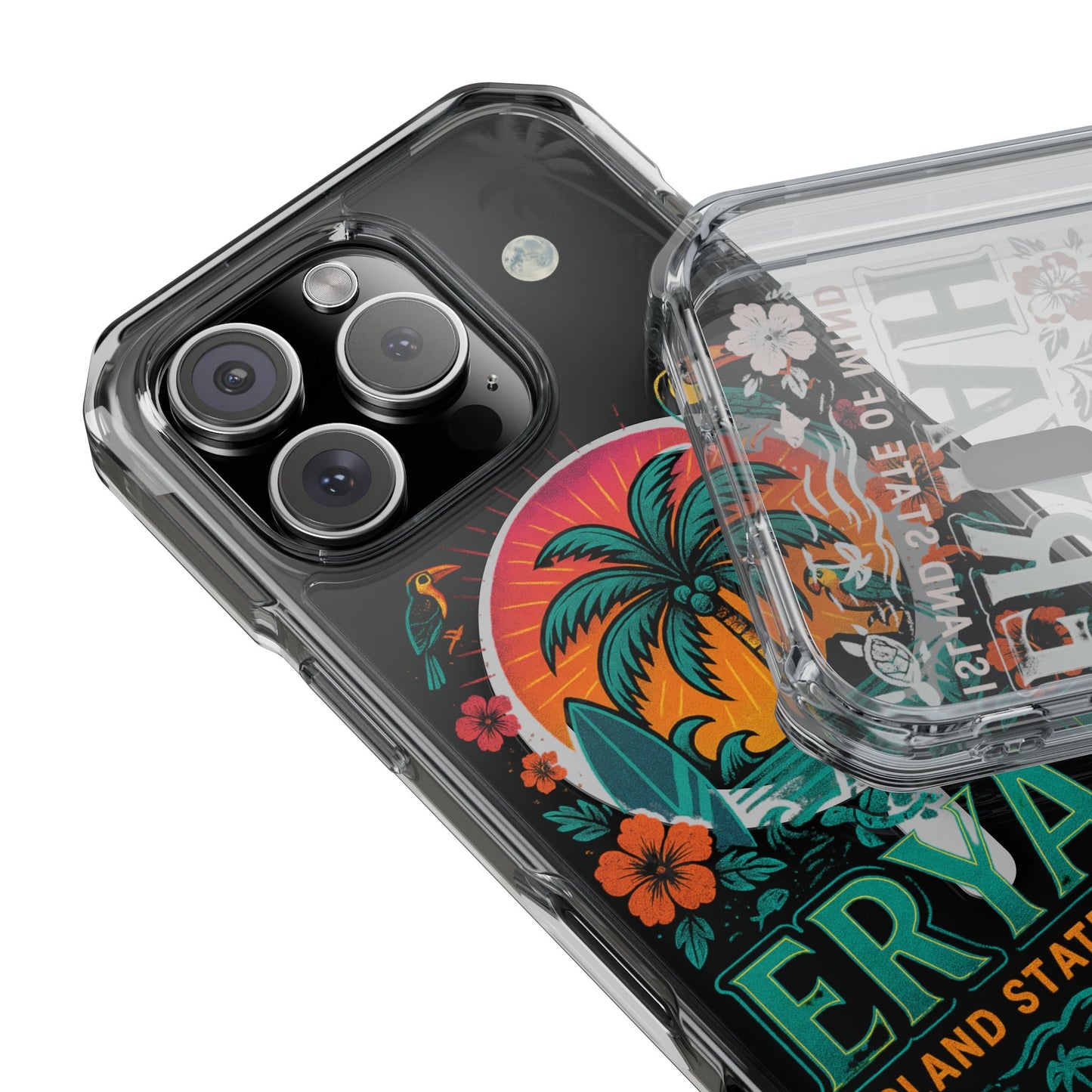 Tropical Phone Case featuring ,Eryah, Island State of Mind' Design,  Clear Magnetic Impact Protection, Perfect Gift for Vacation