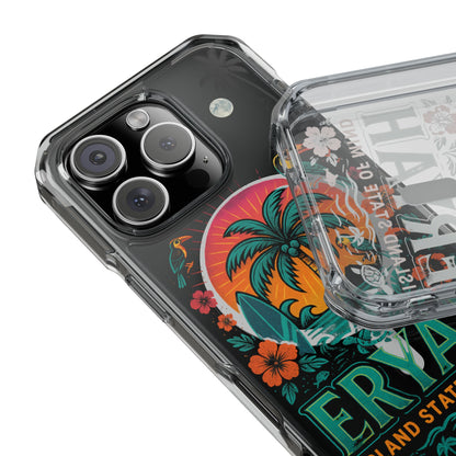Tropical Phone Case featuring ,Eryah, Island State of Mind' Design,  Clear Magnetic Impact Protection, Perfect Gift for Vacation