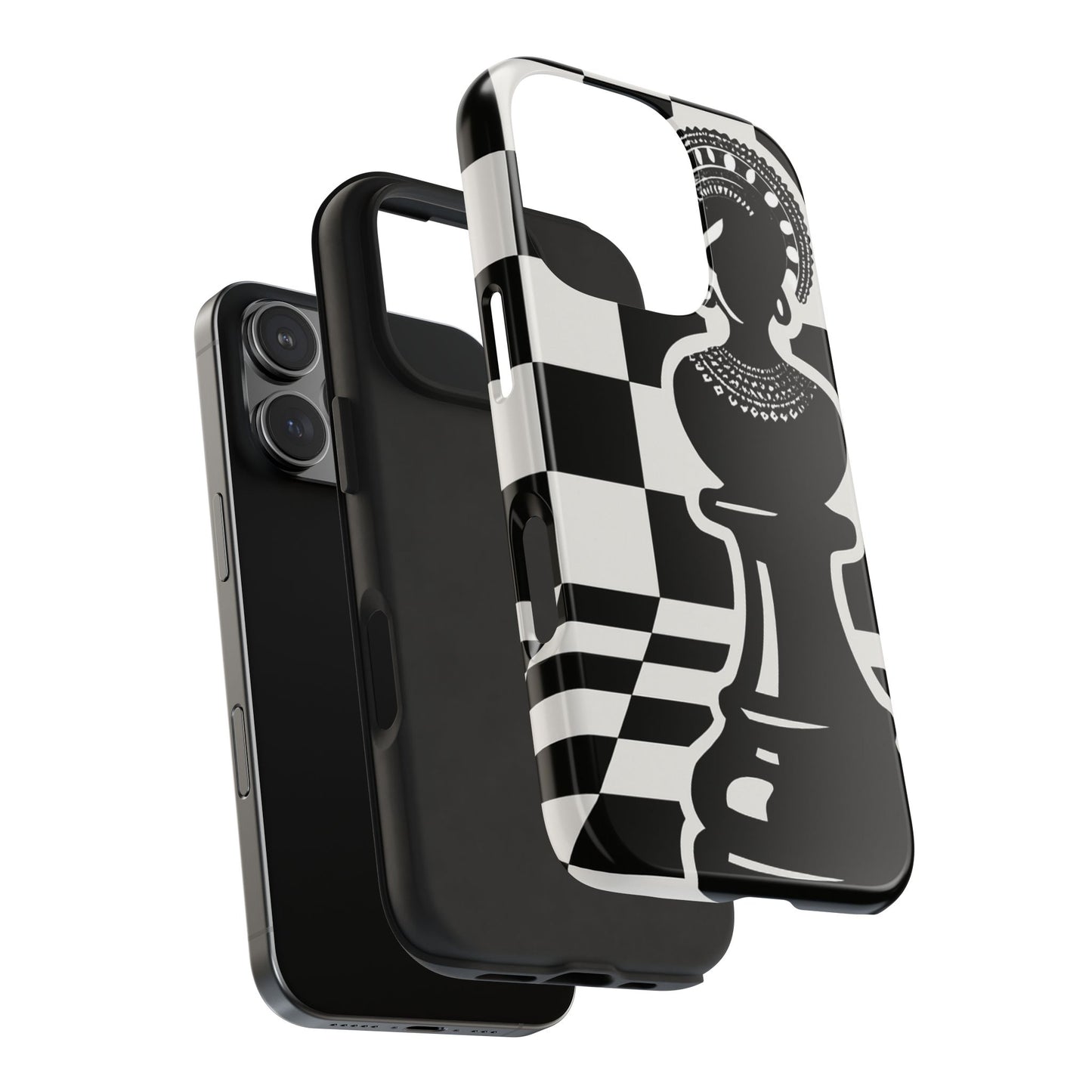 Chess Queen Phone Case, Tough Phone Cases, Stylish Accessories, Unique Gift, Geometric Design, Black and White Aesthetic