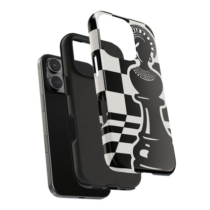 Chess Queen Phone Case, Tough Phone Cases, Stylish Accessories, Unique Gift, Geometric Design, Black and White Aesthetic
