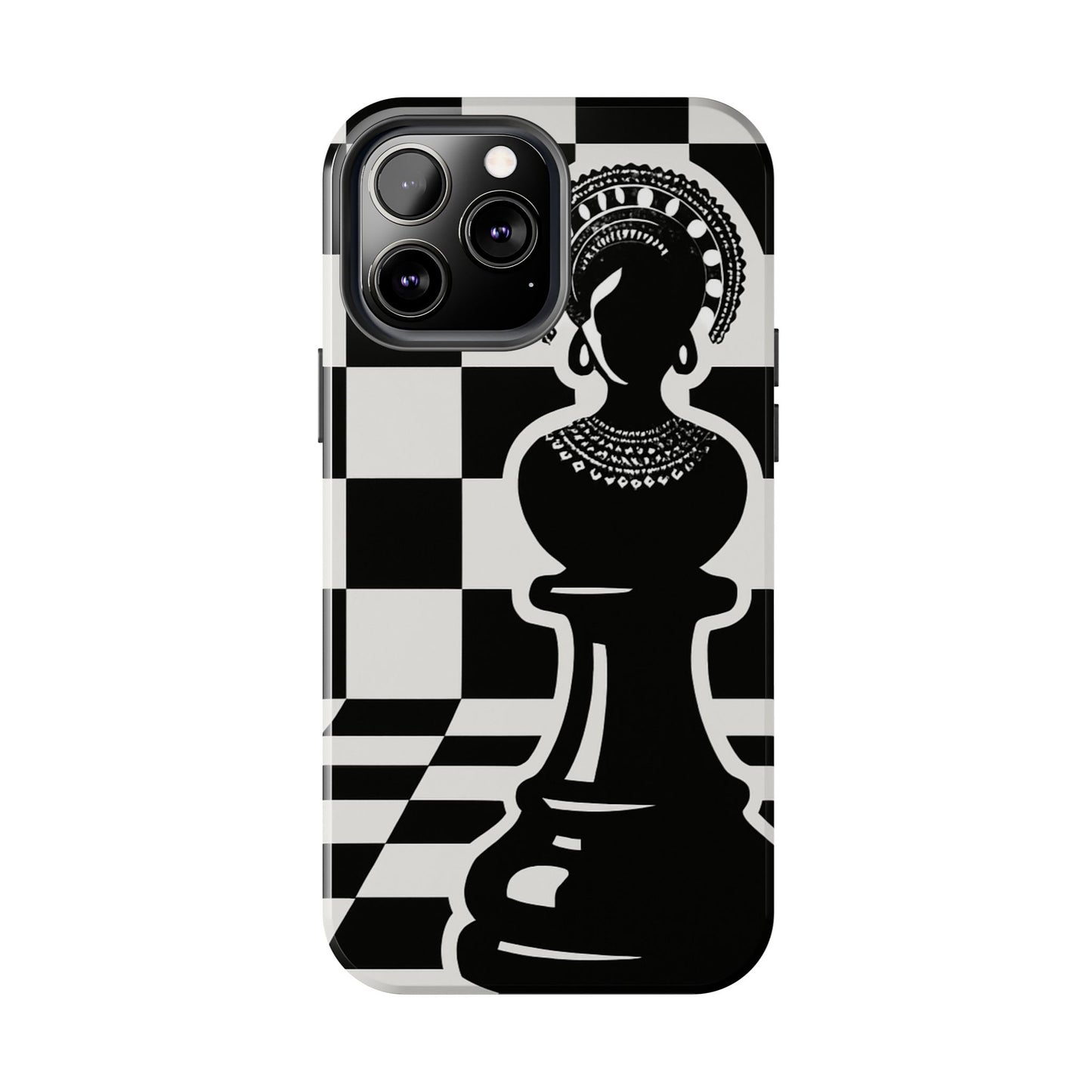 Chess Queen Phone Case, Tough Phone Cases, Stylish Accessories, Unique Gift, Geometric Design, Black and White Aesthetic
