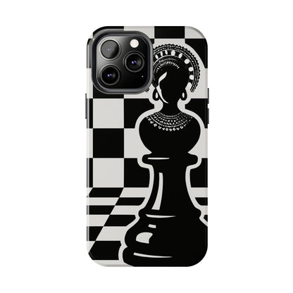 Chess Queen Phone Case, Tough Phone Cases, Stylish Accessories, Unique Gift, Geometric Design, Black and White Aesthetic
