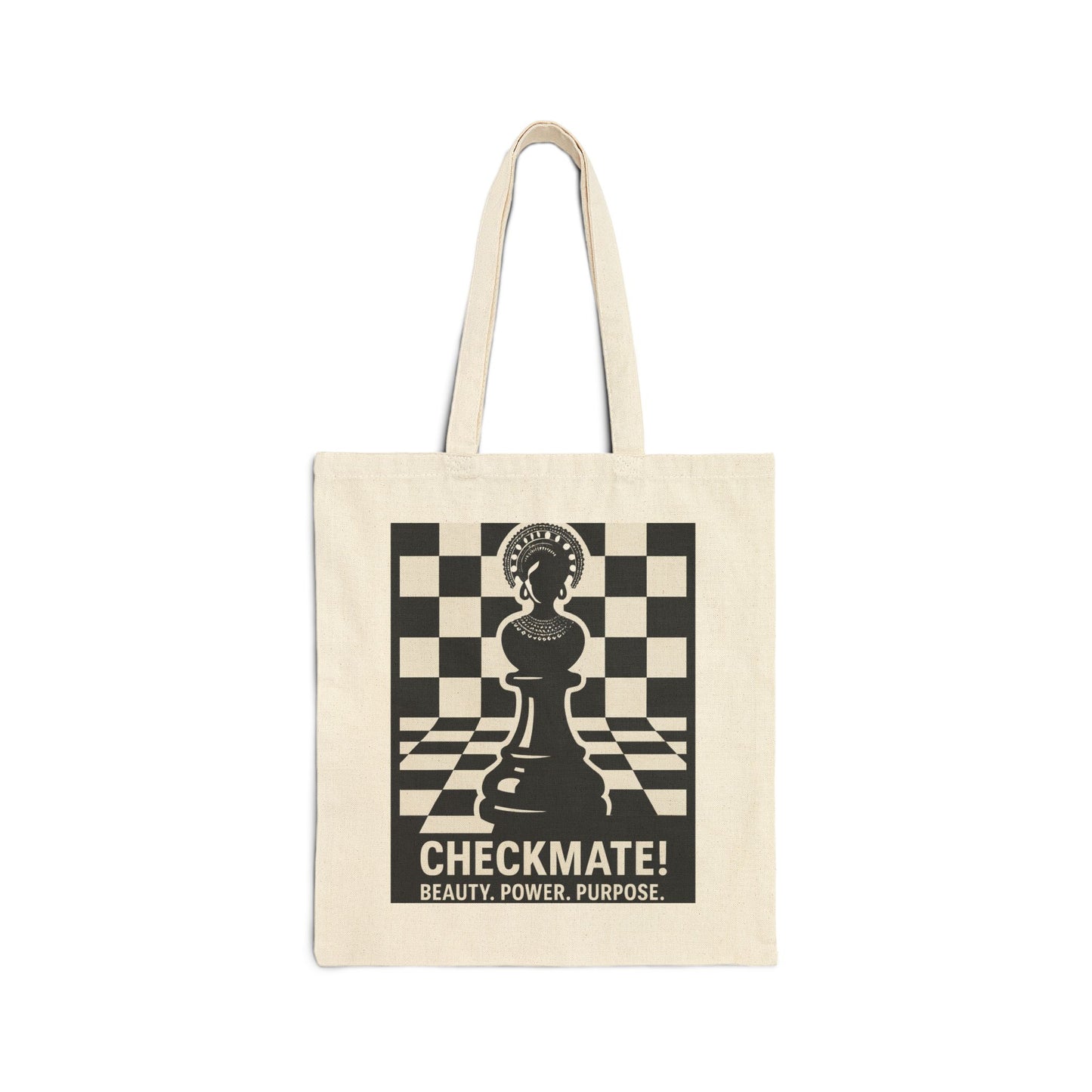 "Checkmate! Beauty, Power, Purpose" – Empowering Chess Queen Tote Bag