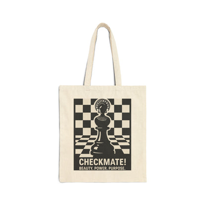 "Checkmate! Beauty, Power, Purpose" – Empowering Chess Queen Tote Bag