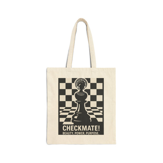 "Checkmate! Beauty, Power, Purpose" – Empowering Chess Queen Tote Bag