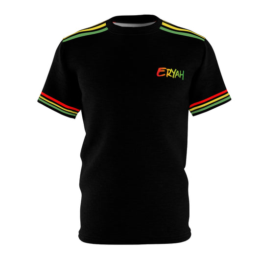 🌿 ERYAH Rasta Stripe Heritage Tee – Black Edition 🌿