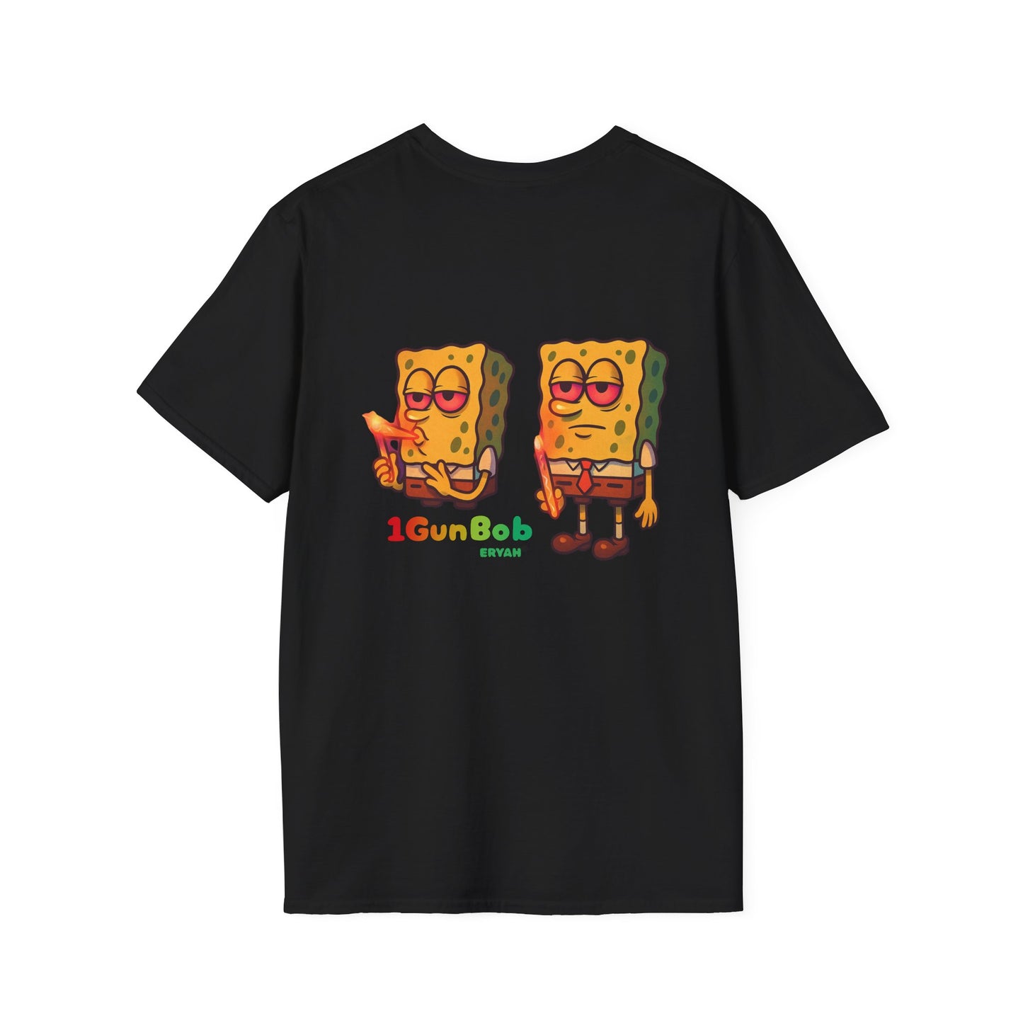 1GunBob – The Blazed Sponge 🧽🔥🪵, Chill SpongeBob Tee, Fun Graphic Tee, Casual Wear, Gift for Fans, Humor Apparel, Unique Summer Shirt