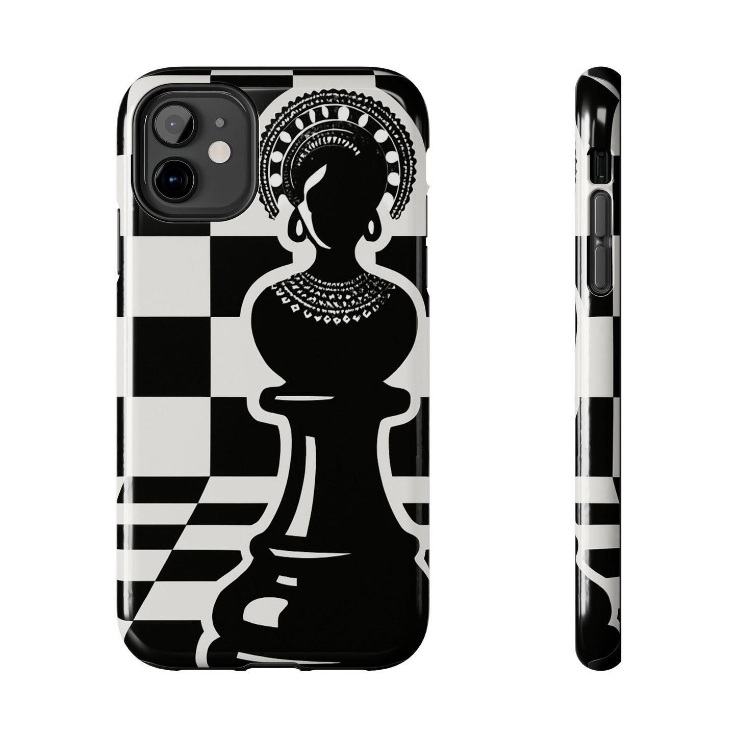 Chess Queen Phone Case, Tough Phone Cases, Stylish Accessories, Unique Gift, Geometric Design, Black and White Aesthetic