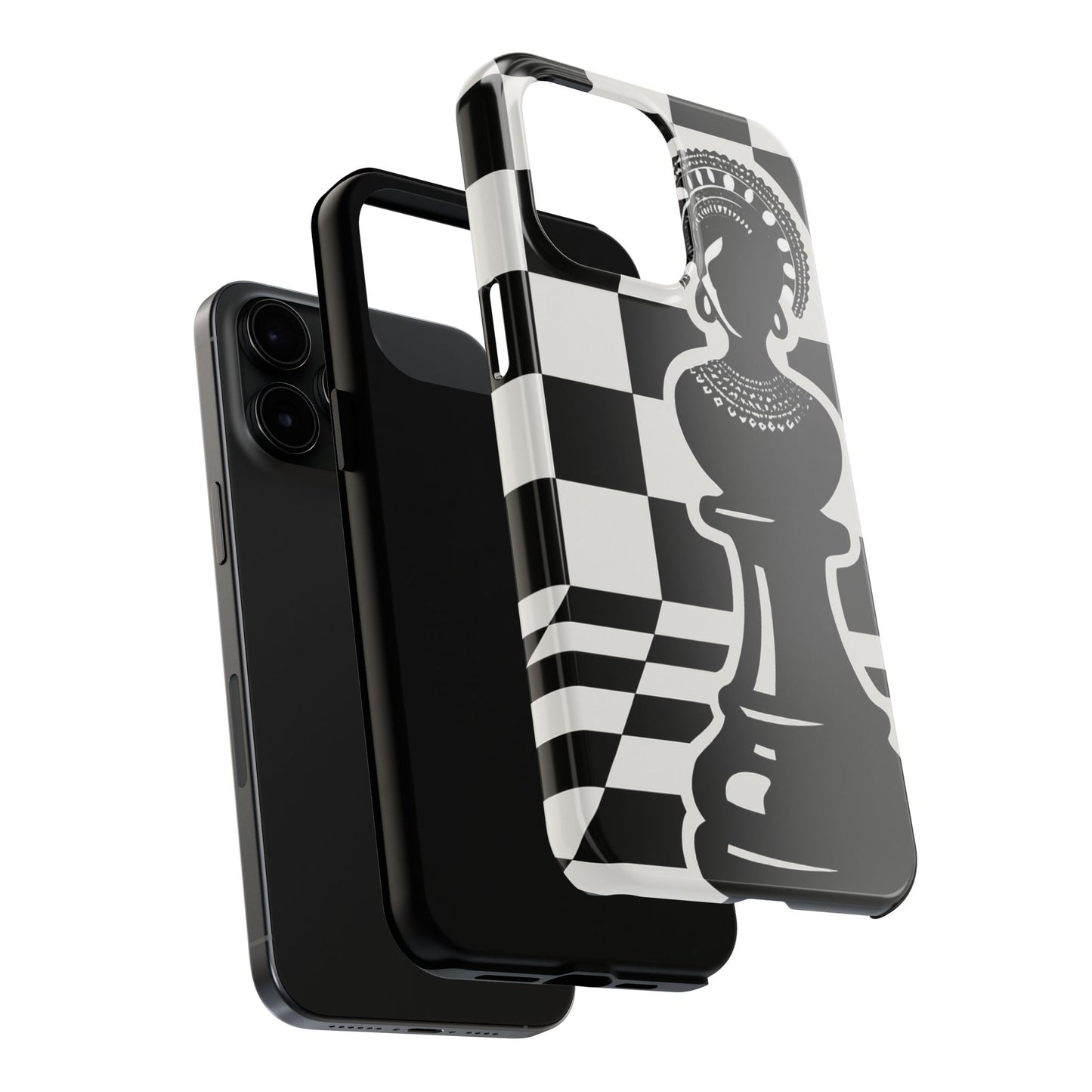 Chess Queen Phone Case, Tough Phone Cases, Stylish Accessories, Unique Gift, Geometric Design, Black and White Aesthetic