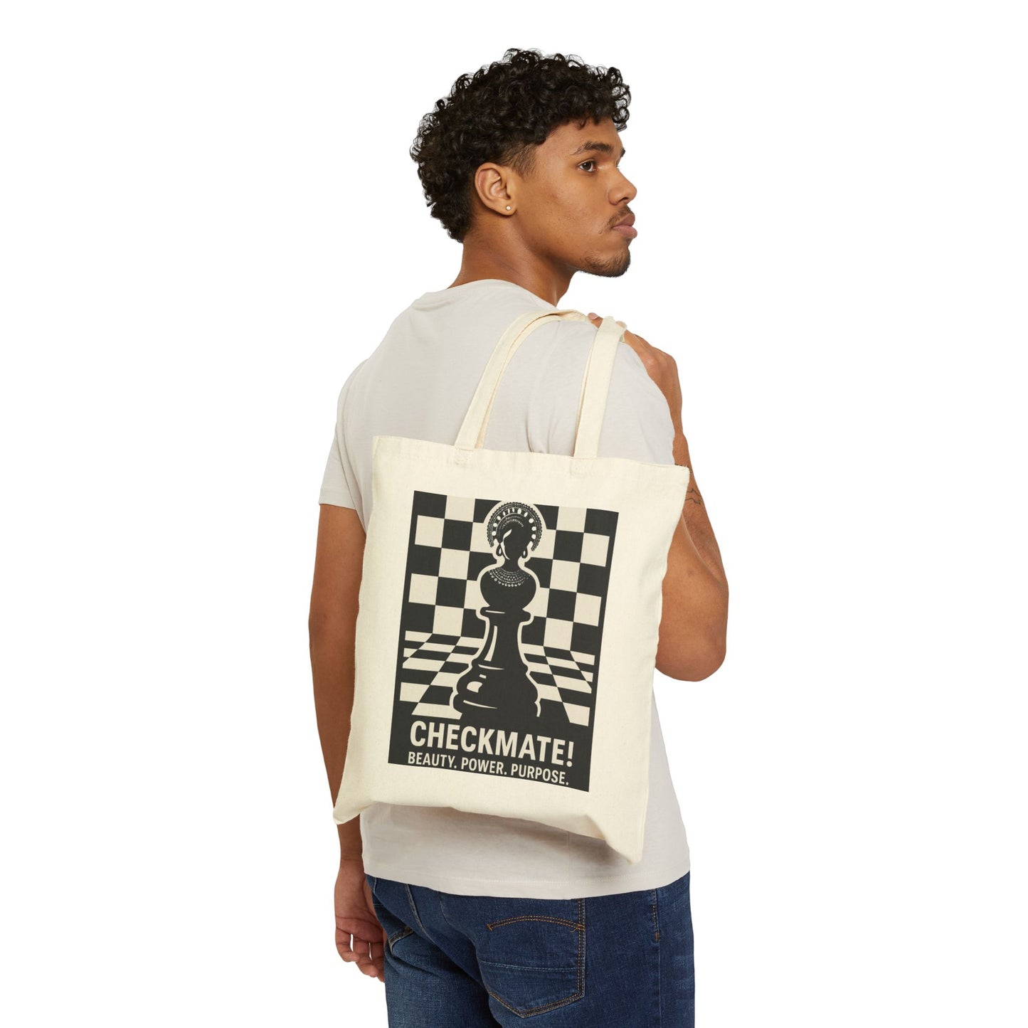 "Checkmate! Beauty, Power, Purpose" – Empowering Chess Queen Tote Bag