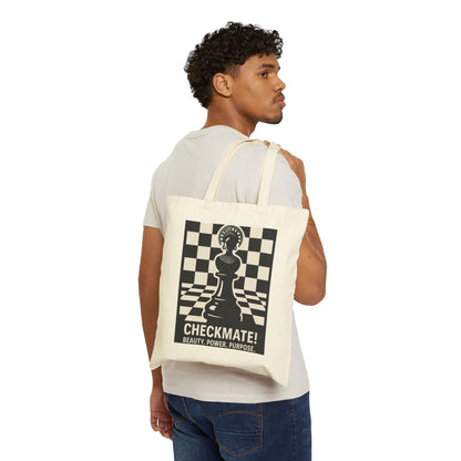 "Checkmate! Beauty, Power, Purpose" – Empowering Chess Queen Tote Bag