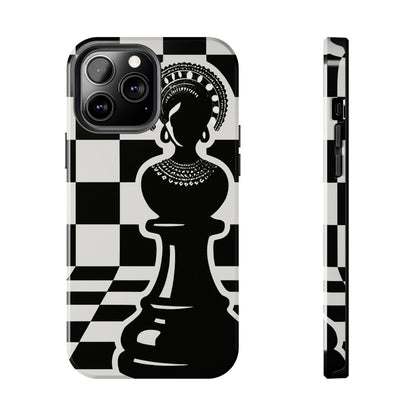 Chess Queen Phone Case, Tough Phone Cases, Stylish Accessories, Unique Gift, Geometric Design, Black and White Aesthetic