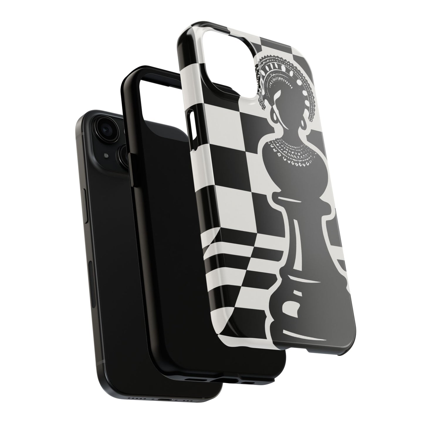Chess Queen Phone Case, Tough Phone Cases, Stylish Accessories, Unique Gift, Geometric Design, Black and White Aesthetic