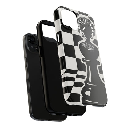Chess Queen Phone Case, Tough Phone Cases, Stylish Accessories, Unique Gift, Geometric Design, Black and White Aesthetic