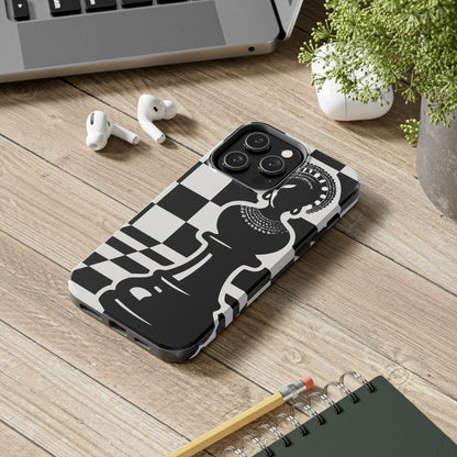 Chess Queen Phone Case, Tough Phone Cases, Stylish Accessories, Unique Gift, Geometric Design, Black and White Aesthetic