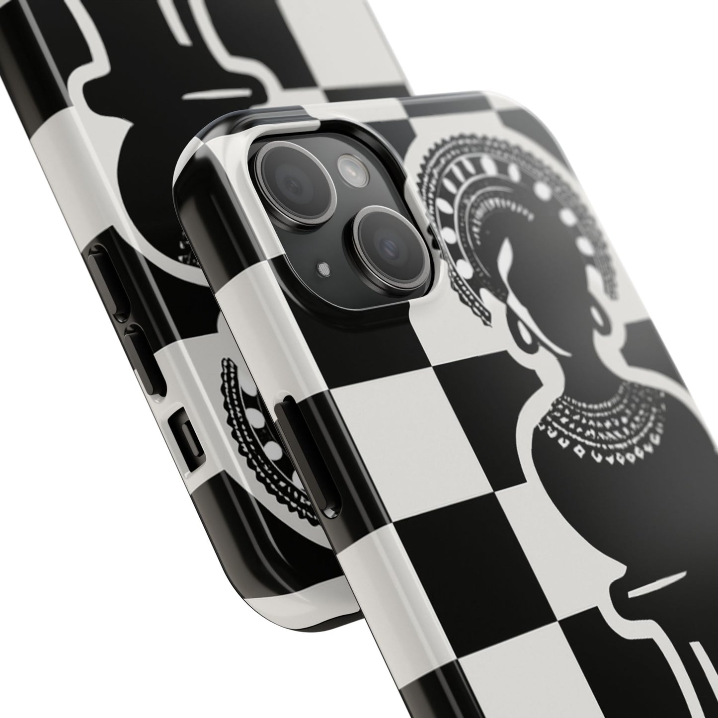 Chess Queen Phone Case, Tough Phone Cases, Stylish Accessories, Unique Gift, Geometric Design, Black and White Aesthetic