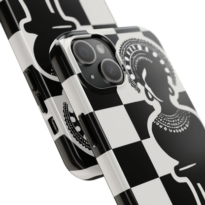 Chess Queen Phone Case, Tough Phone Cases, Stylish Accessories, Unique Gift, Geometric Design, Black and White Aesthetic