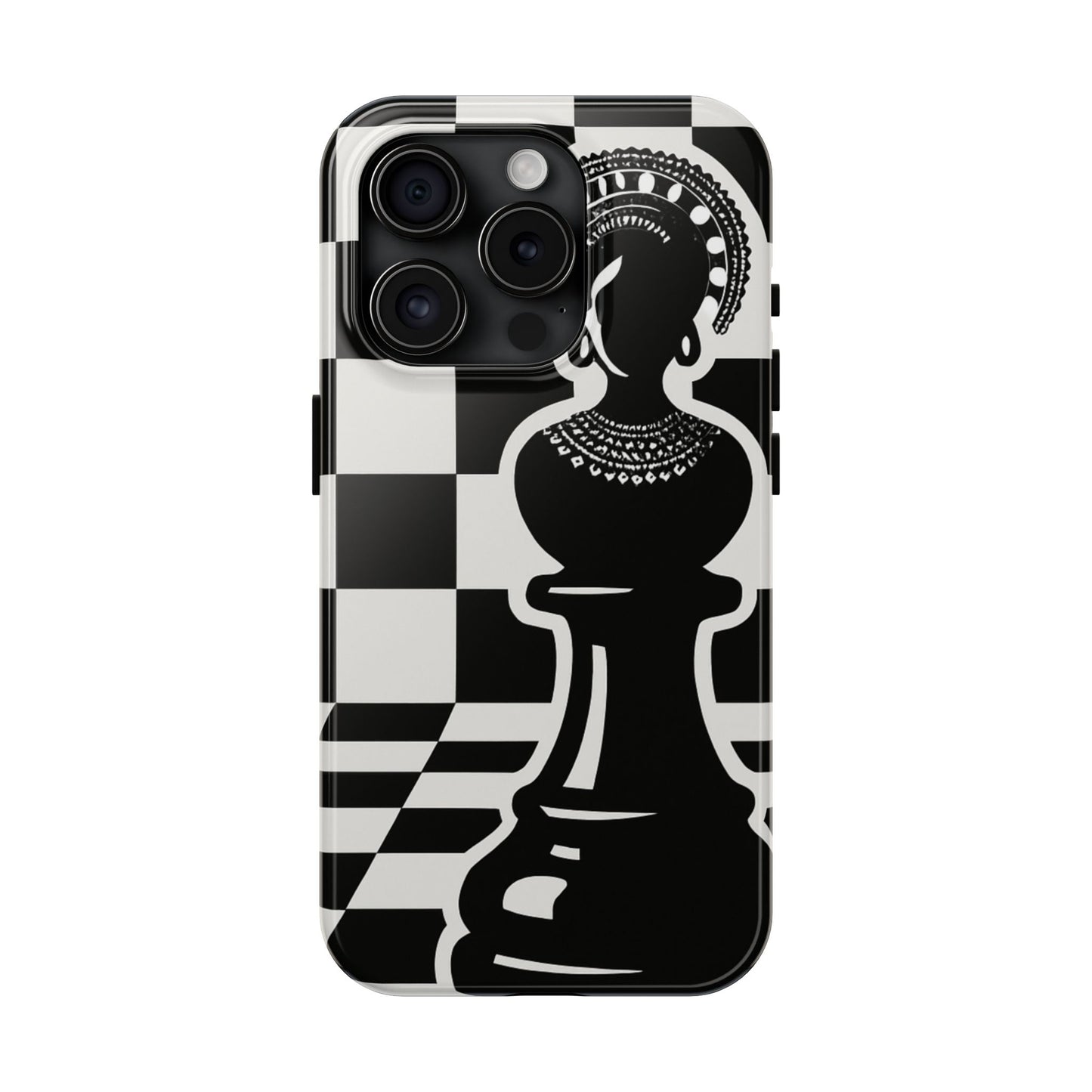 Chess Queen Phone Case, Tough Phone Cases, Stylish Accessories, Unique Gift, Geometric Design, Black and White Aesthetic