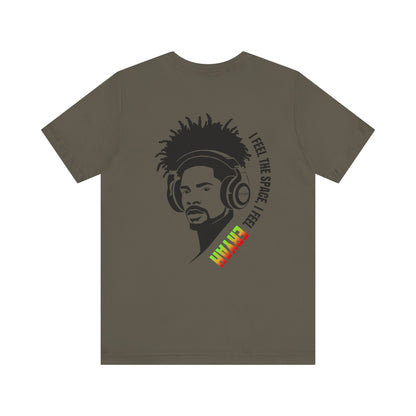 🎵"I Feel The Space – Rasta Headphone Minimalist Tee"🎵