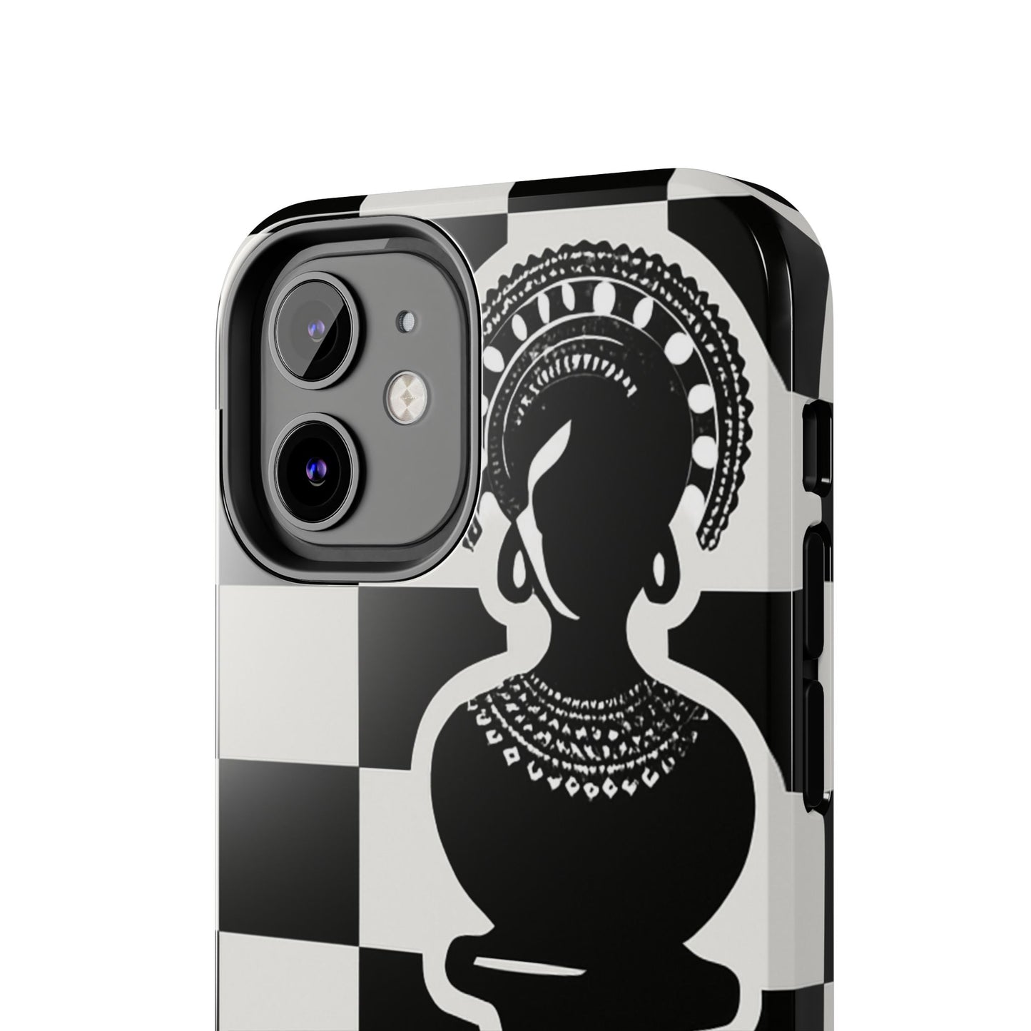 Chess Queen Phone Case, Tough Phone Cases, Stylish Accessories, Unique Gift, Geometric Design, Black and White Aesthetic