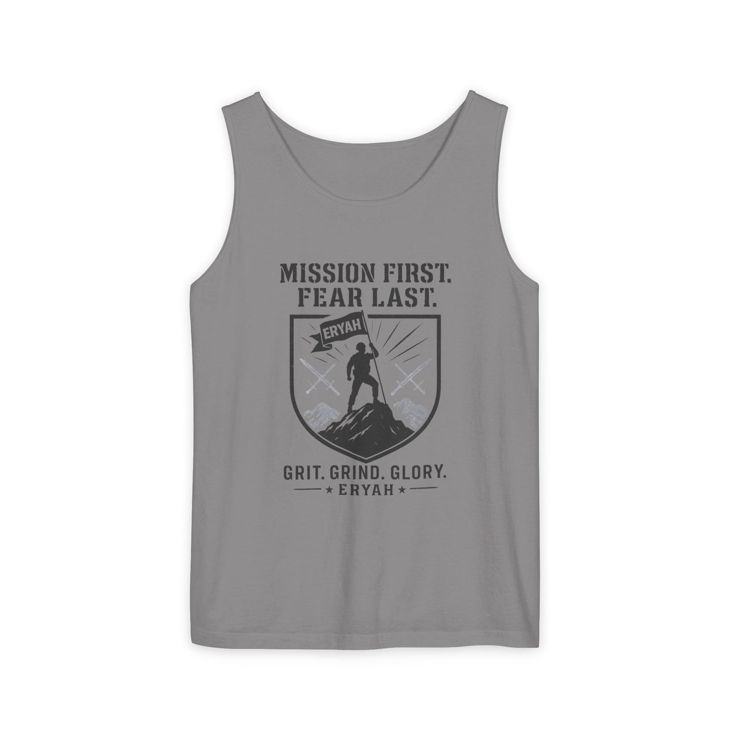 Motivational Tank Top - Mission First, Fear Last, Fitness Apparel, Workout Shirt, Gym Clothing, Inspirational Gift