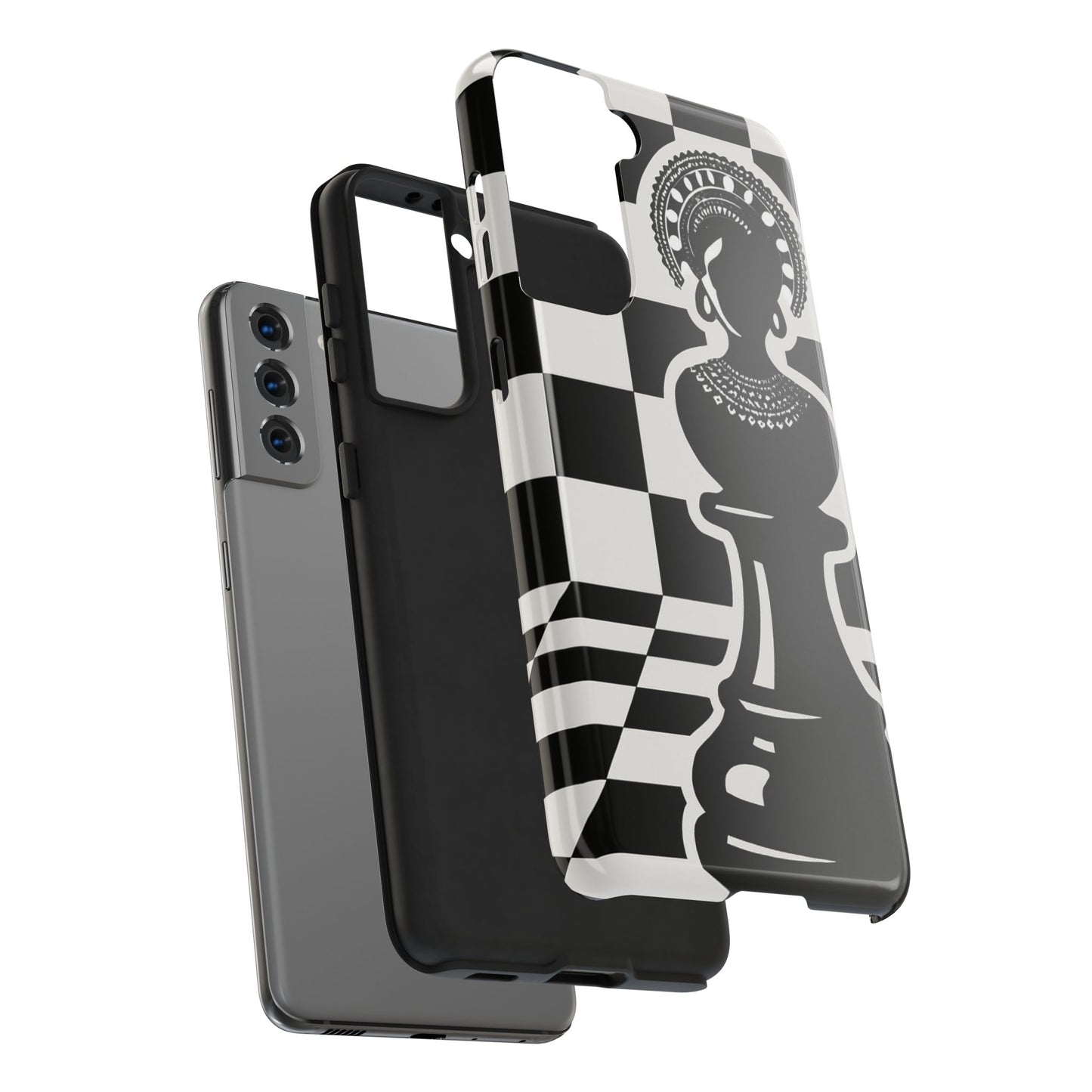 Chess Queen Phone Case, Tough Phone Cases, Stylish Accessories, Unique Gift, Geometric Design, Black and White Aesthetic