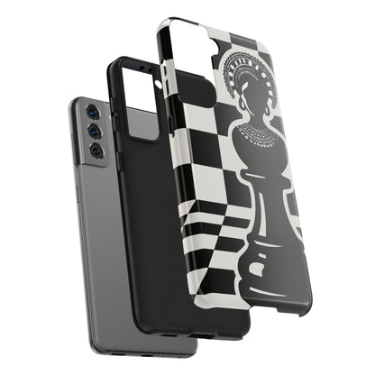 Chess Queen Phone Case, Tough Phone Cases, Stylish Accessories, Unique Gift, Geometric Design, Black and White Aesthetic