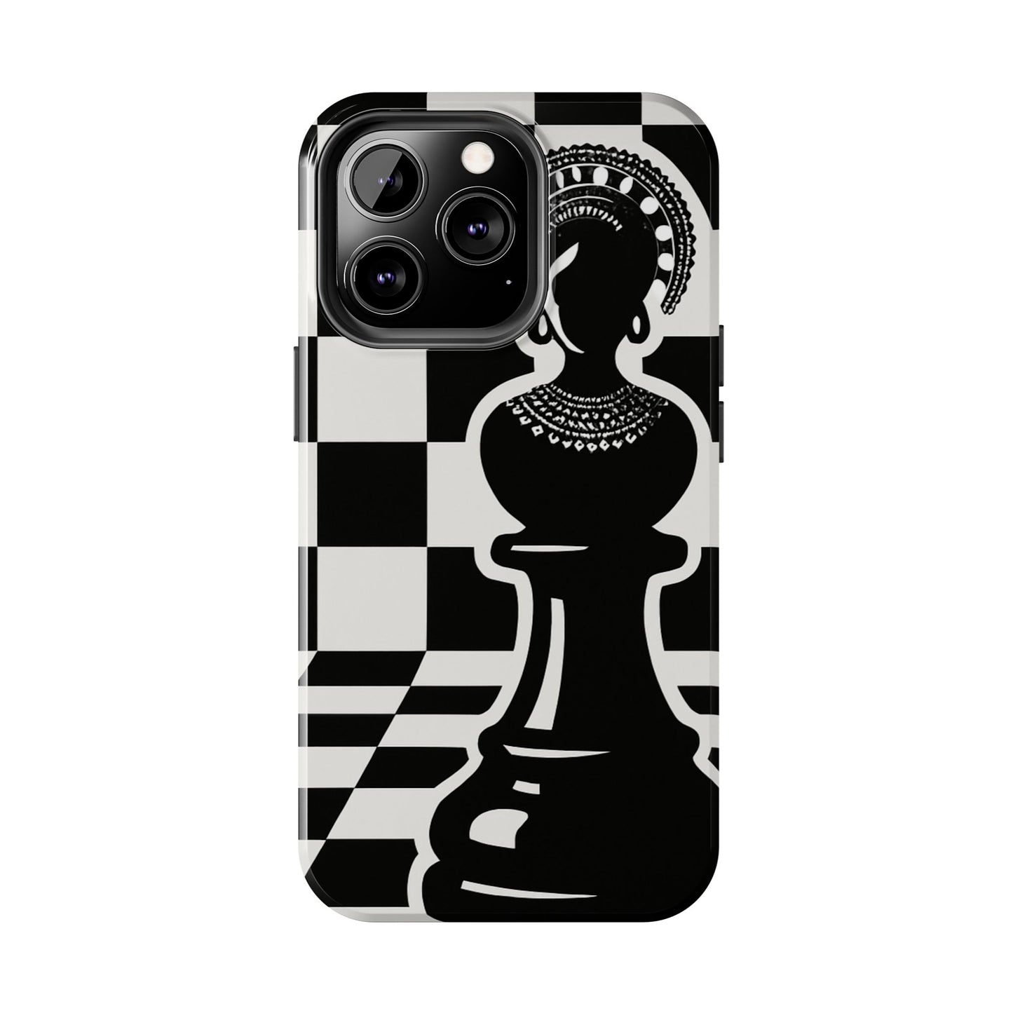 Chess Queen Phone Case, Tough Phone Cases, Stylish Accessories, Unique Gift, Geometric Design, Black and White Aesthetic