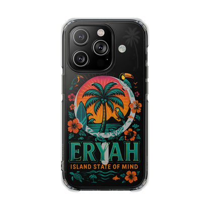 Tropical Phone Case featuring ,Eryah, Island State of Mind' Design,  Clear Magnetic Impact Protection, Perfect Gift for Vacation