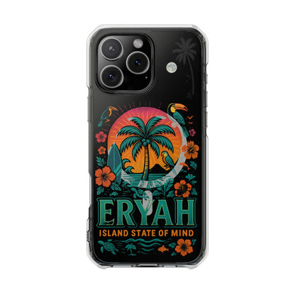 Tropical Phone Case featuring ,Eryah, Island State of Mind' Design,  Clear Magnetic Impact Protection, Perfect Gift for Vacation