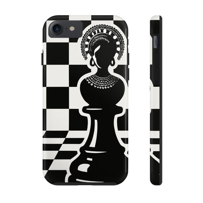 Chess Queen Phone Case, Tough Phone Cases, Stylish Accessories, Unique Gift, Geometric Design, Black and White Aesthetic