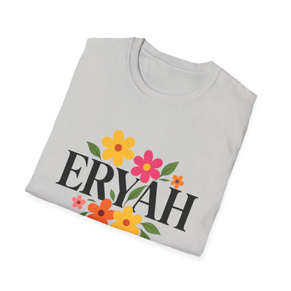 "ERYAH Floral Power Typography Tee - Retro Bloom Streetwear"