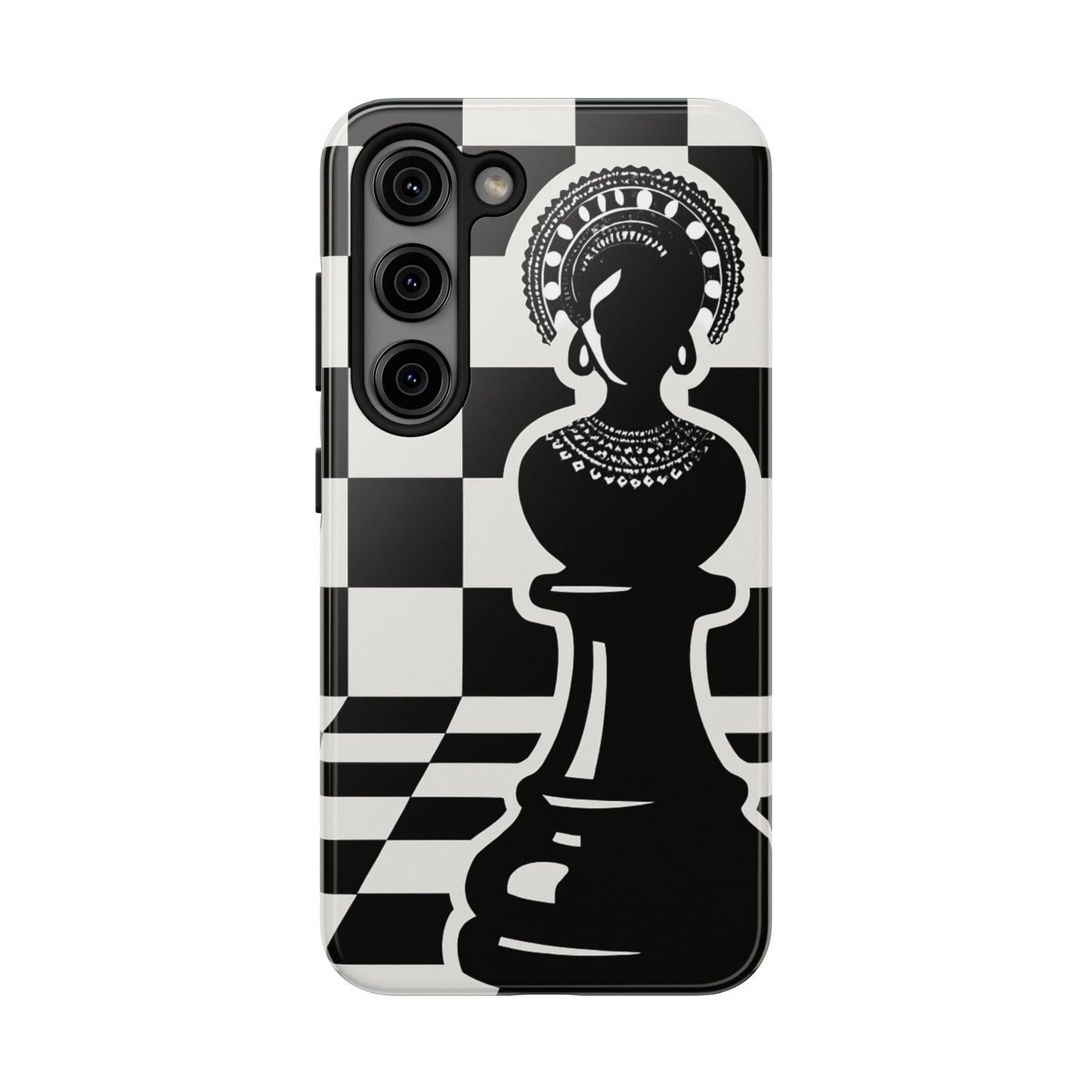 Chess Queen Phone Case, Tough Phone Cases, Stylish Accessories, Unique Gift, Geometric Design, Black and White Aesthetic
