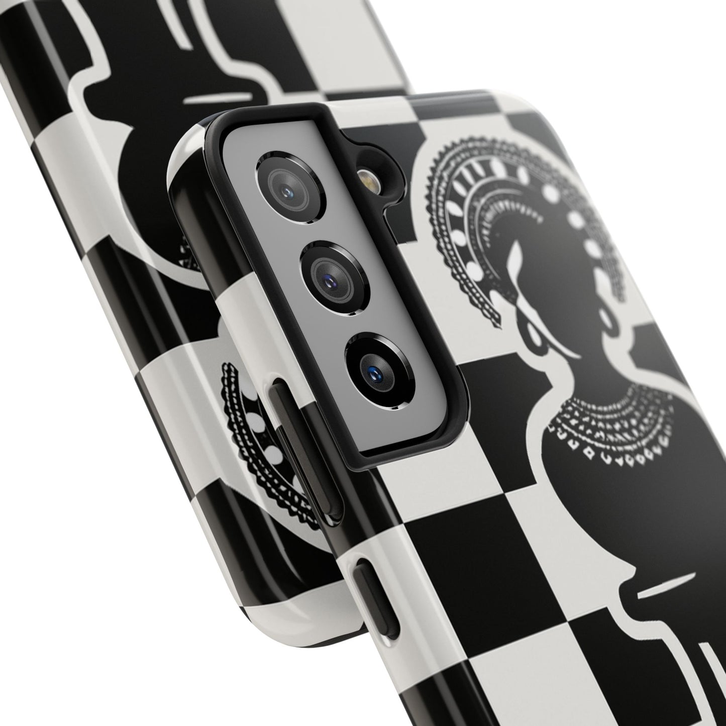 Chess Queen Phone Case, Tough Phone Cases, Stylish Accessories, Unique Gift, Geometric Design, Black and White Aesthetic