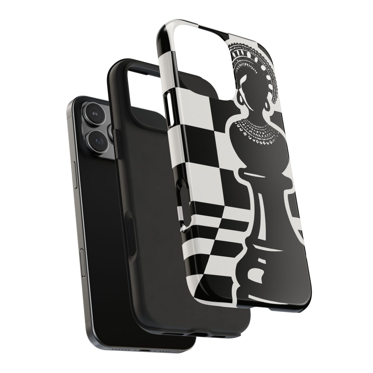Chess Queen Phone Case, Tough Phone Cases, Stylish Accessories, Unique Gift, Geometric Design, Black and White Aesthetic