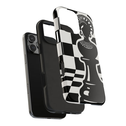 Chess Queen Phone Case, Tough Phone Cases, Stylish Accessories, Unique Gift, Geometric Design, Black and White Aesthetic