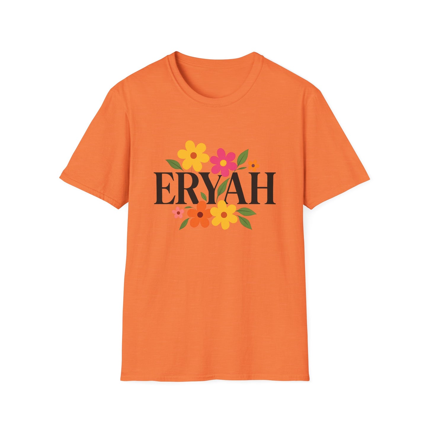 "ERYAH Floral Power Typography Tee - Retro Bloom Streetwear"