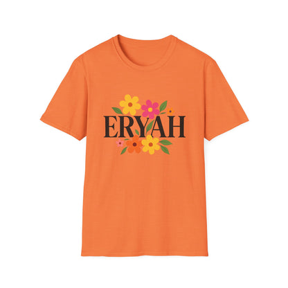 "ERYAH Floral Power Typography Tee - Retro Bloom Streetwear"