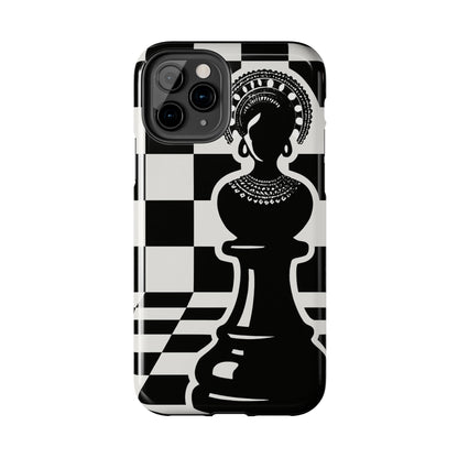 Chess Queen Phone Case, Tough Phone Cases, Stylish Accessories, Unique Gift, Geometric Design, Black and White Aesthetic