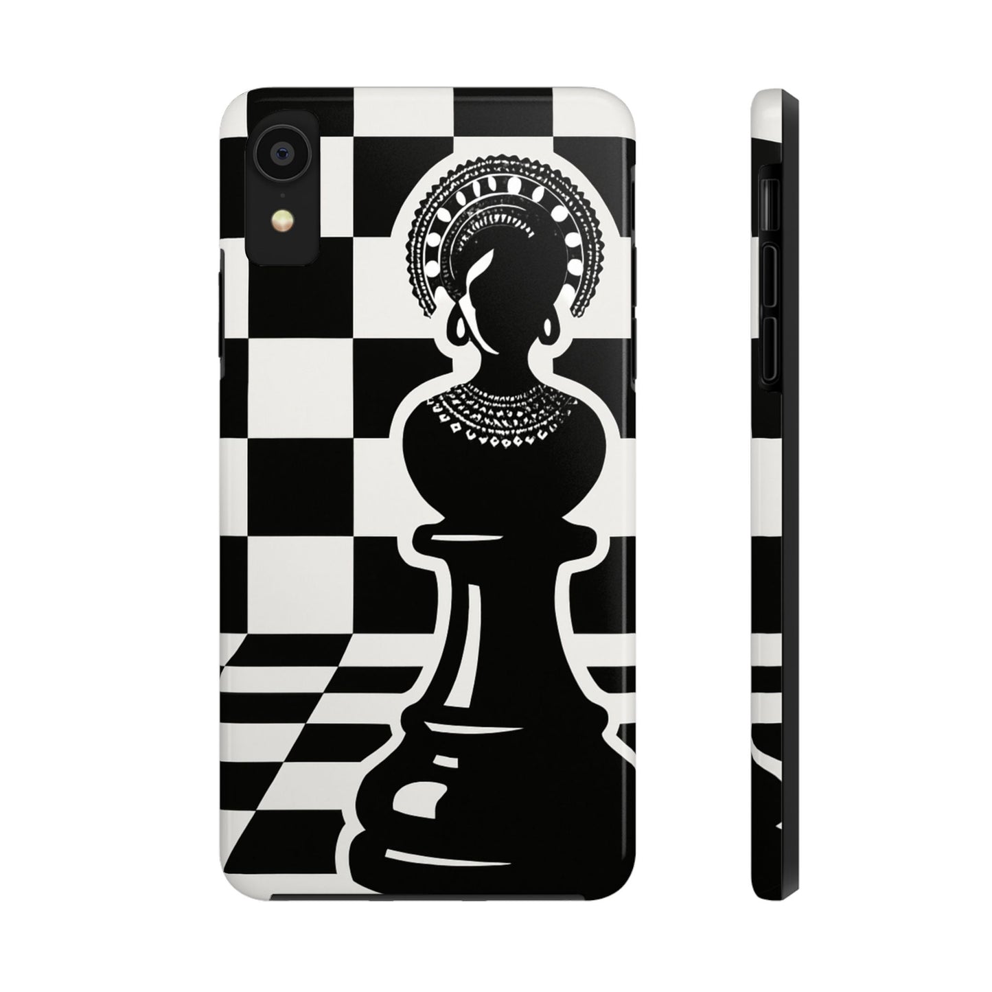 Chess Queen Phone Case, Tough Phone Cases, Stylish Accessories, Unique Gift, Geometric Design, Black and White Aesthetic